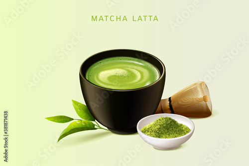 Japanese matcha latte set