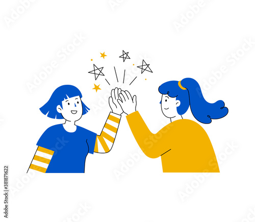 Two girls having high five