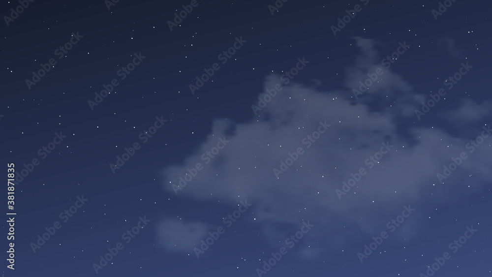 Obraz premium Night sky with clouds and many stars
