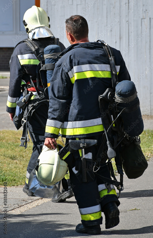 Fototapeta premium Firefighter at the scene of a fire