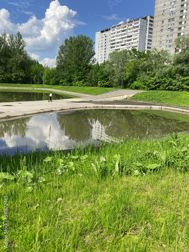 Moscow, Russia / June, 2020: discharge device of the Ivanovo sump in Yuzhnoye Izmailovo photo