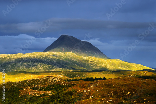 Canisp is a mountain in the far north west of Scotland. It is situated in the parish of Assynt, in the county of Sutherland, 25 kilometres north of the town of Ullapool. photo