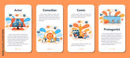 Actor and actress mobile application banner set. Idea of creative