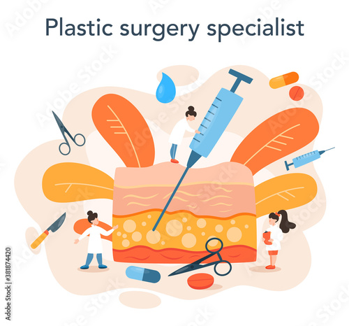 Plastic surgeon concept. Idea of body correction. Implant and liposuction