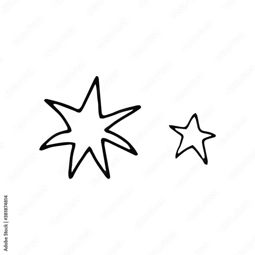 Hand-drawn stars. Vector elements for Christmas design. Doodle outline illustration. Hand-drawn stars. Vector elements for Christmas design. Doodle outline illustration.
