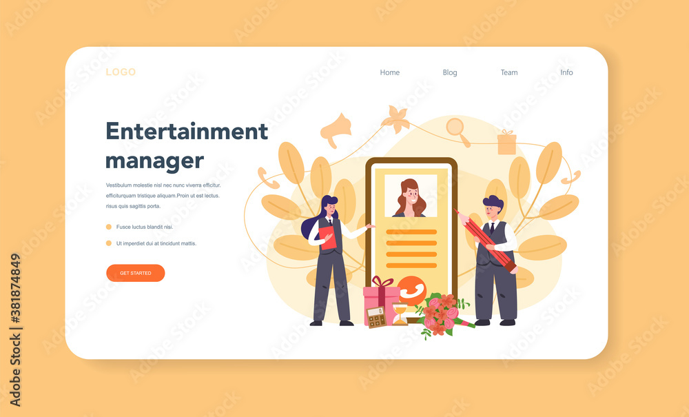 Event manager or service web banner or landing page. Celebration Event manager or service web banner or landing page. Celebration
