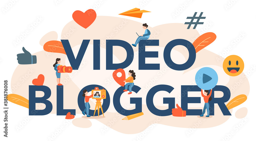 Video blogger typographic header. Share video content in the internet