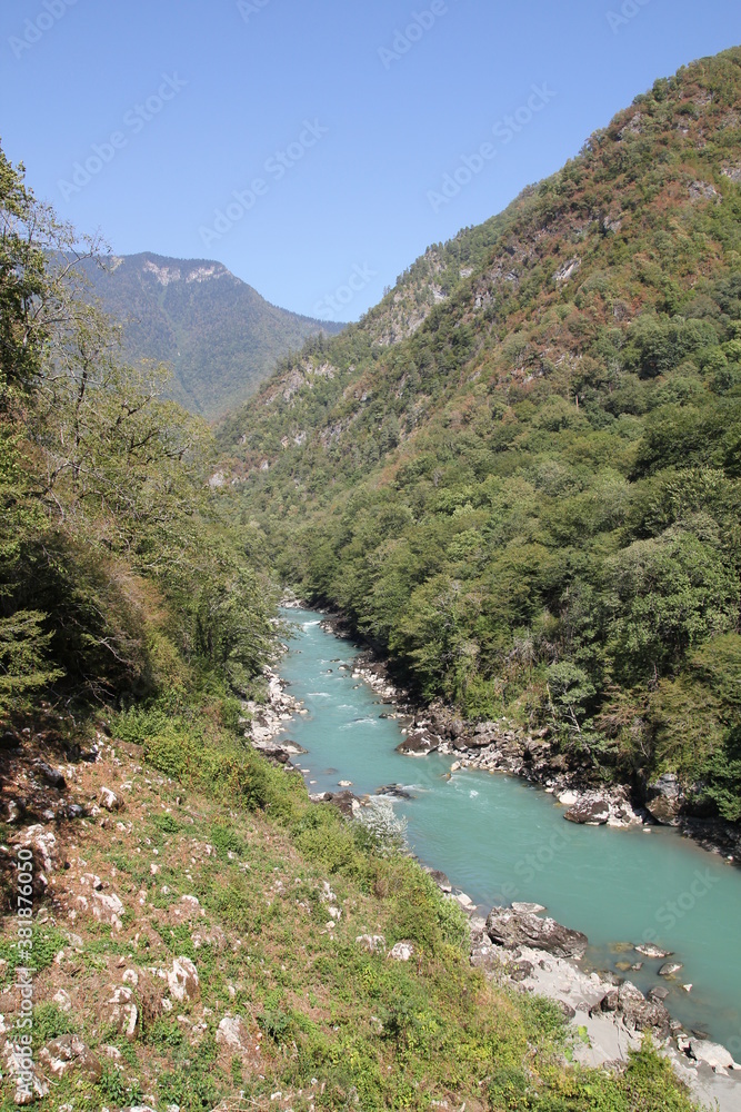 Mountain river Bzyb in Abkhazia
