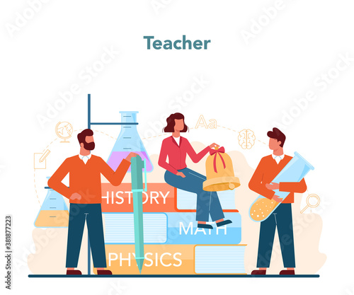 Teacher concept. Profesor planning curriculum, meeting parents.
