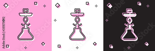 Set Hookah icon isolated on pink and white, black background. Vector.