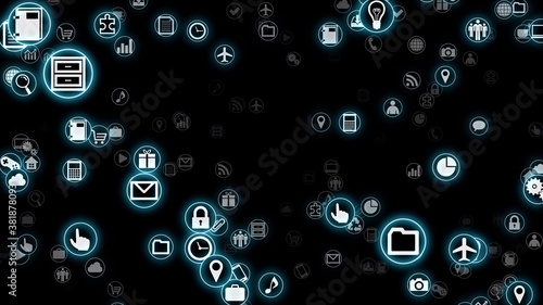 Technology Icon Network Symbol Digital devices on the Internet 3D illustration