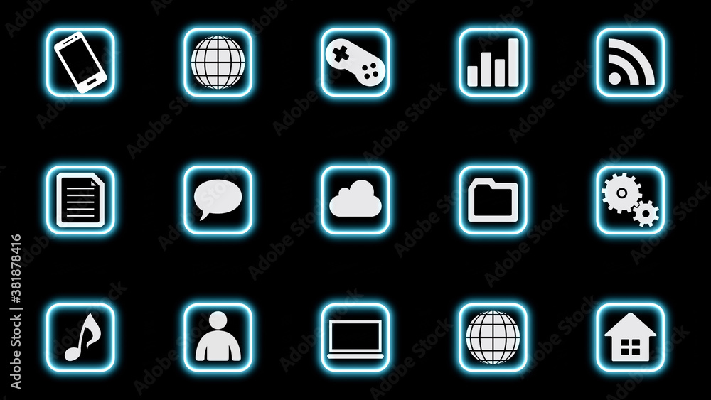 Technology Icon Network Symbol Digital devices on the Internet 3D illustration Technology Icon Network Symbol Digital devices on the Internet 3D illustration