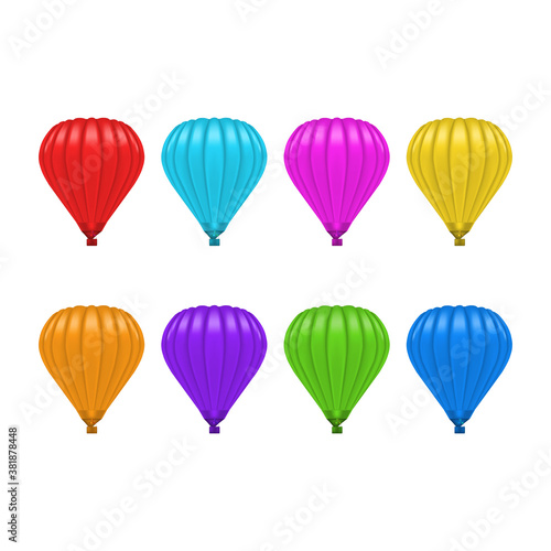 Realistic Detailed 3d Color Blank Ballon Set. Vector