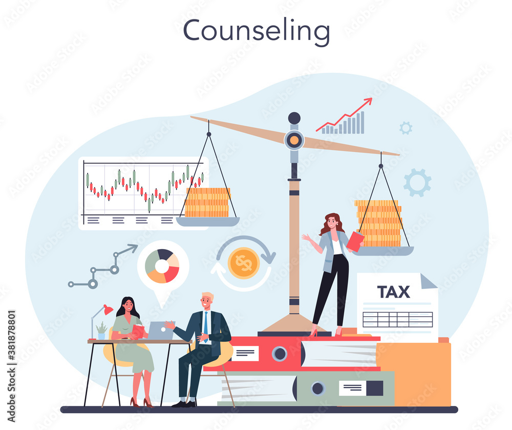 Naklejka premium Financial analyst or consultant. Business character making