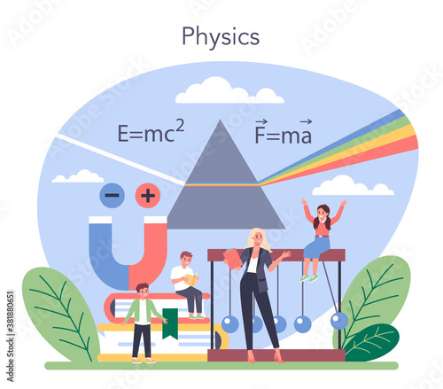 Physics school subject concept. Scientist explore electricity