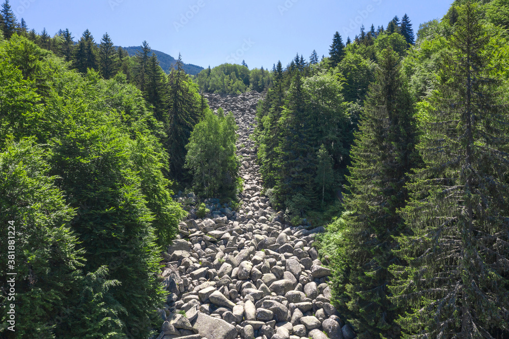 Stone river known as Golden Bridges on Vitosha Mountain, Bulgaria