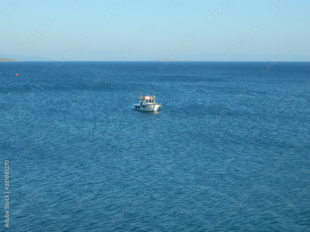 An alone ship on the sea An alone ship on the sea