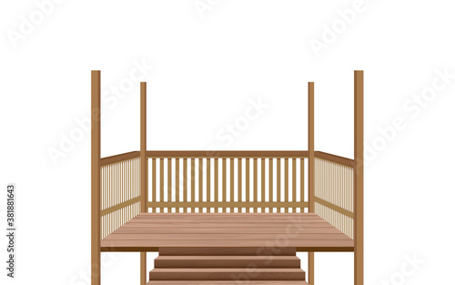 wooden pavilion on the white background