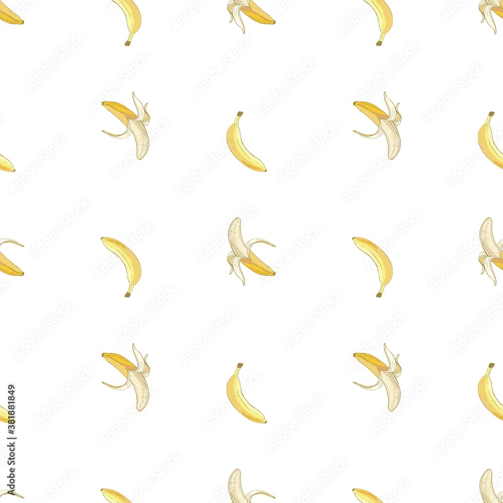Vector RGB seamless banana pattern. Background is on a separate layer, so you can easily change its color Vector RGB seamless banana pattern. Background is on a separate layer, so you can easily change its color