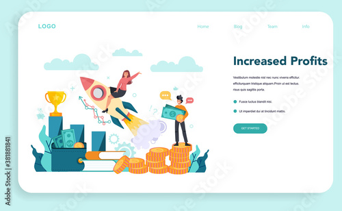 Enterpreneur web banner or landing page. Idea of lucrative business,