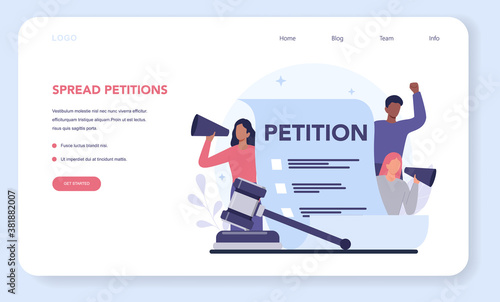 Petition web banner or landing page. Collective public appeal