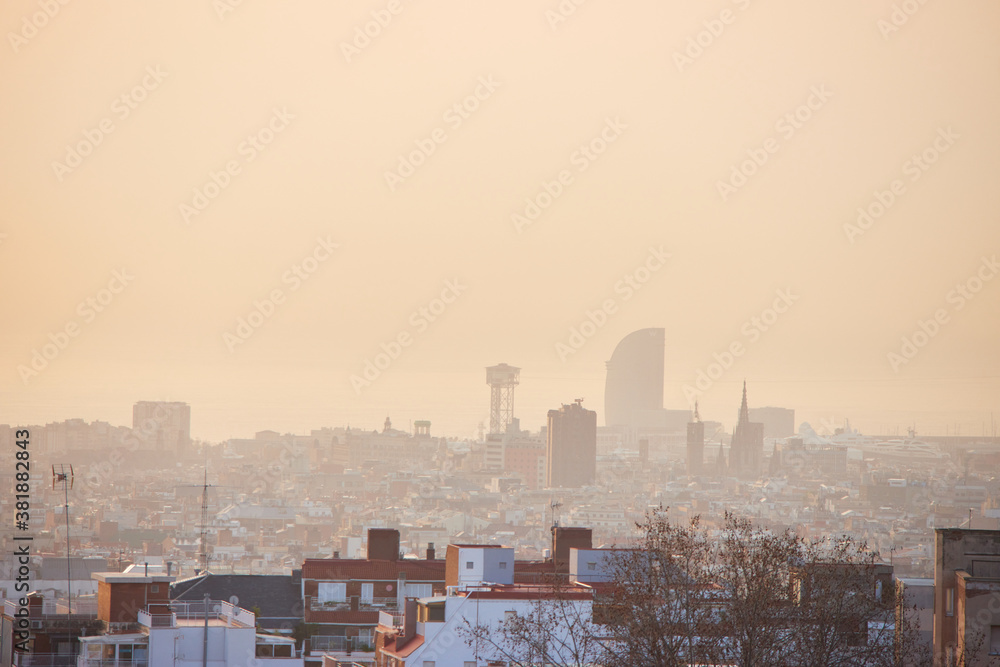 The skyline of Barcelona, Spain