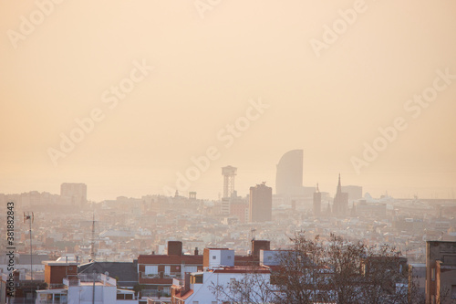 Obraz na płótnie The skyline of Barcelona, Spain w salonie