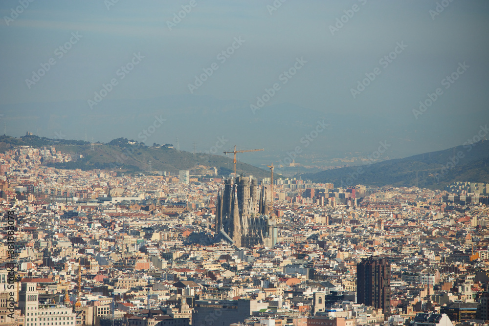 The skyline of Barcelona, Spain
