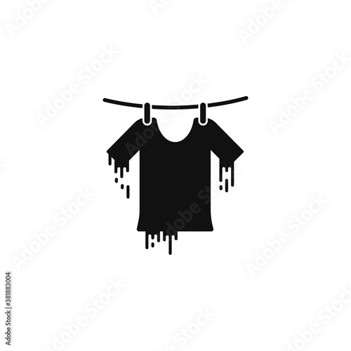 Wet cloth hanging icon for your website, logo, app, UI, product print. Wet cloth hanging concept flat Silhouette vector illustration icon. EPS vector file