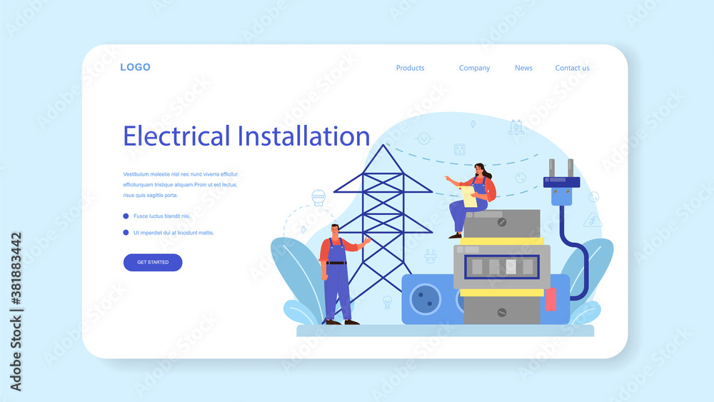 Electricity works service web banner or landing page. Professional Electricity works service web banner or landing page. Professional