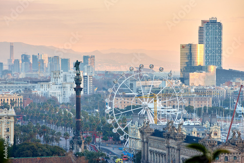Obraz na płótnie The skyline of Barcelona, Spain w salonie