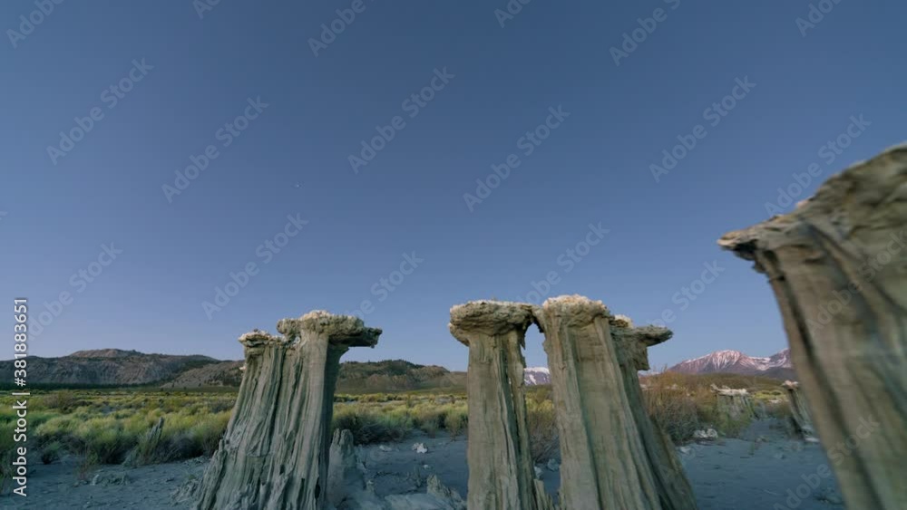 Time lapse night to day tracking shot of Sand Tufas in Mono Lake, California Time lapse night to day tracking shot of Sand Tufas in Mono Lake, California