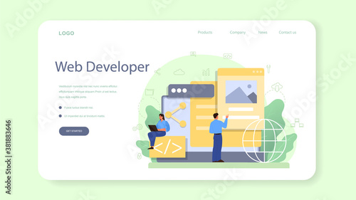 Frontend developer web banner or landing page. Website
