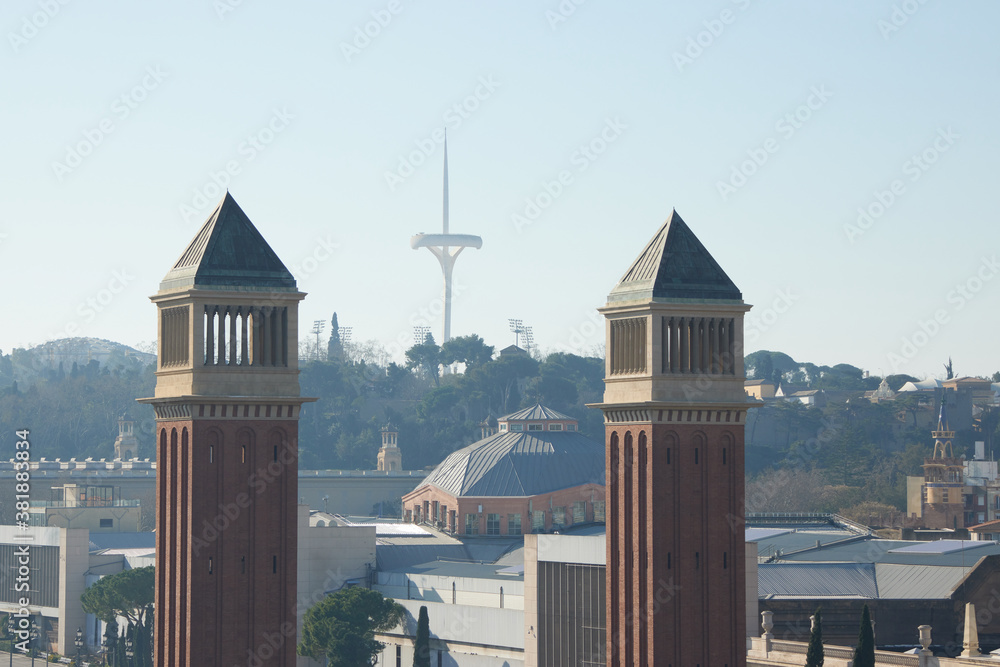 The skyline of Barcelona, Spain