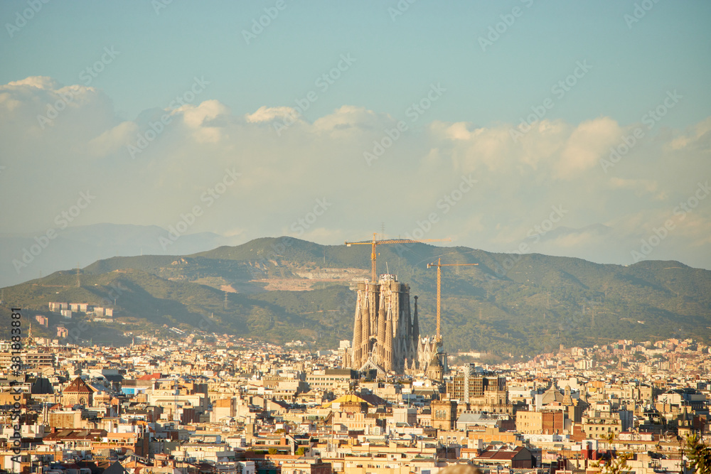 The skyline of Barcelona, Spain