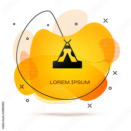 Black Traditional indian teepee or wigwam icon isolated on white background. Indian tent. Abstract banner with liquid shapes. Vector.