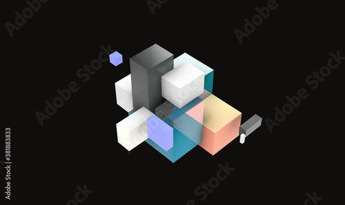 Abstract geometric composition on a black background, 3D © Мария Кылосова