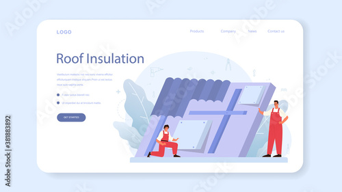 Insulation web banner or landing page. Thermal or acoustic insulation.