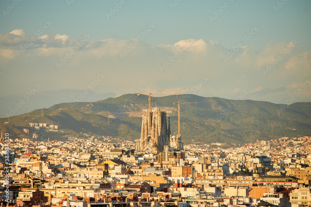The skyline of Barcelona, Spain
