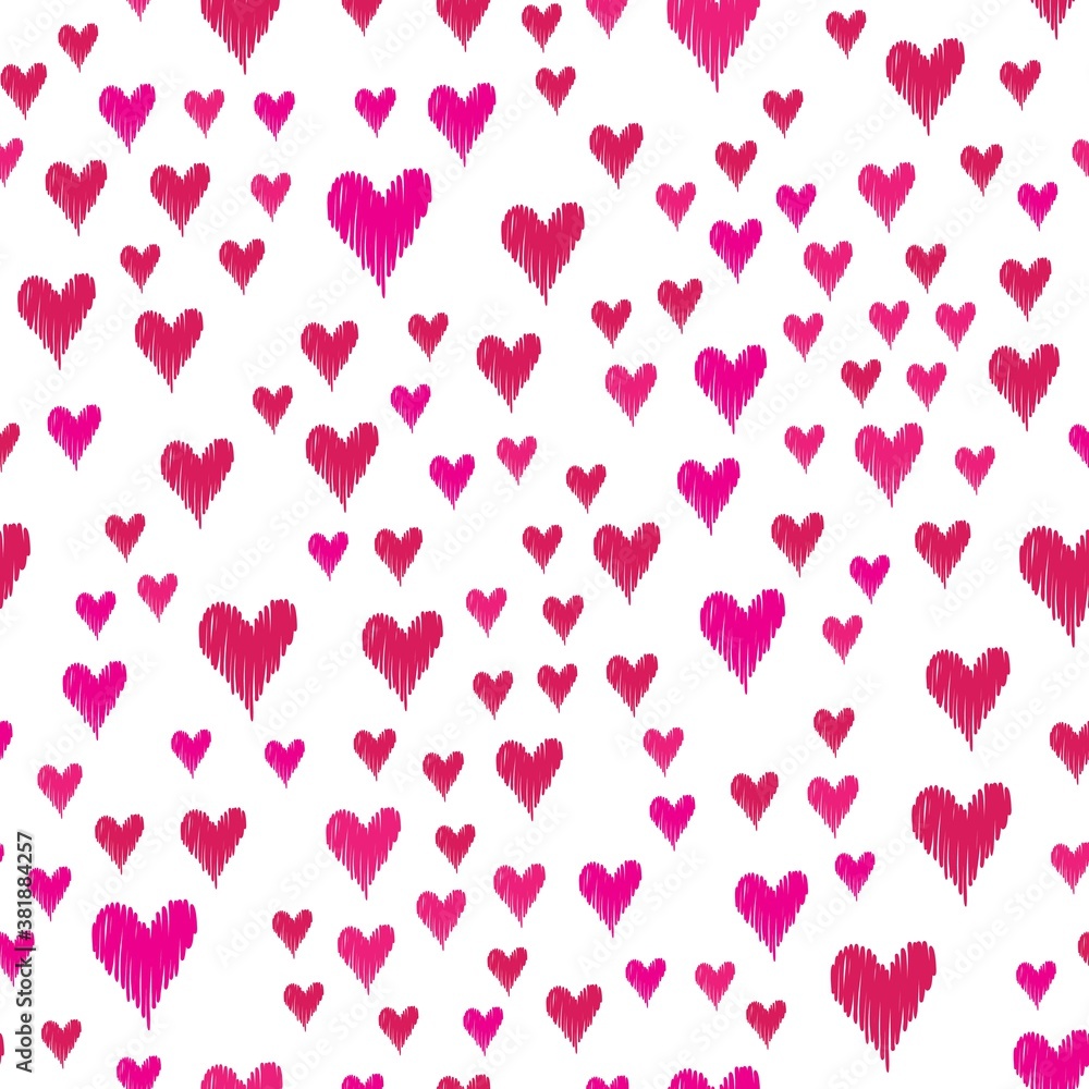 Background with different colored confetti hearts for valentine time. Seamless pattern