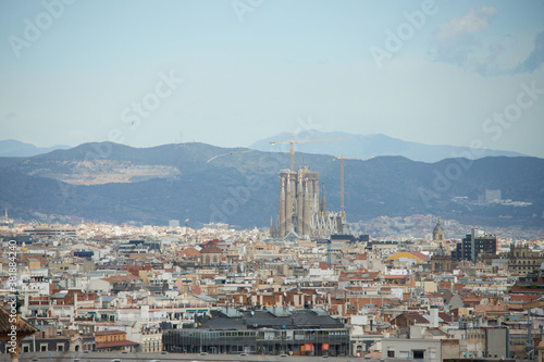 Obraz na płótnie The skyline of Barcelona, Spain w salonie