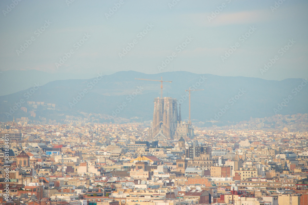 The skyline of Barcelona, Spain