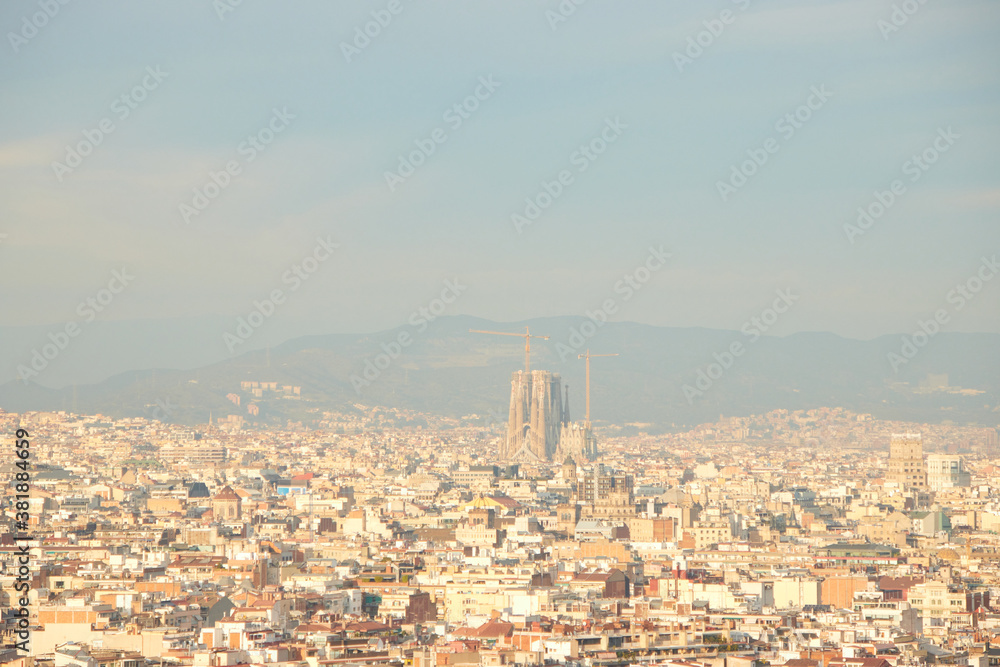 The skyline of Barcelona, Spain