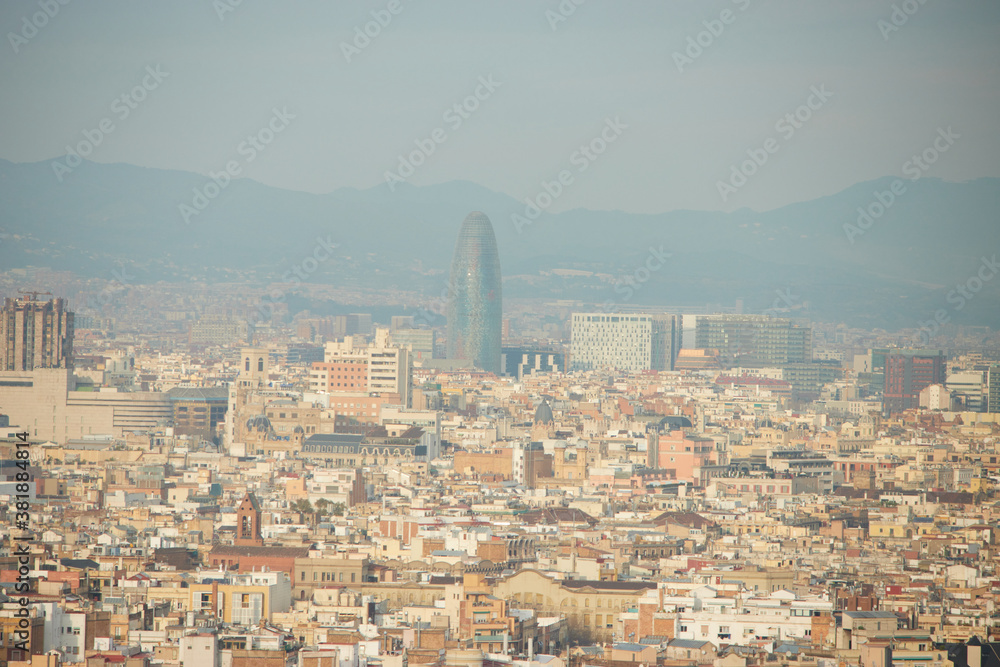 The skyline of Barcelona, Spain