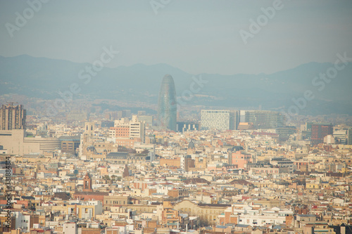 Obraz na płótnie The skyline of Barcelona, Spain w salonie
