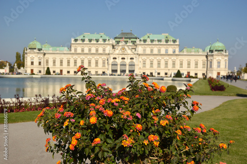 Belvedere Palace in sunny autumn day, Vienna Austria