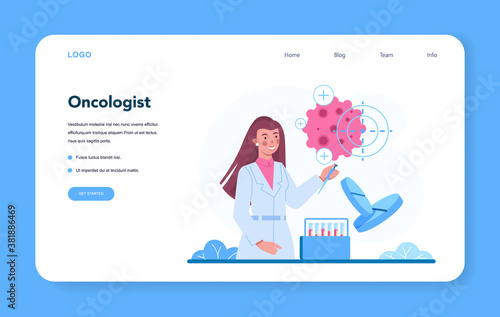 Professional oncologist web banner or landing page. Cancer disease
