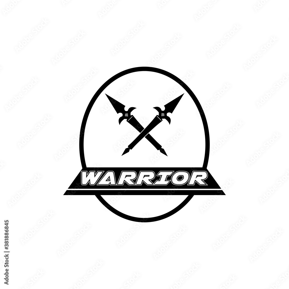 Black Crossed Knife spear symbol logo design Black Crossed Knife spear symbol logo design