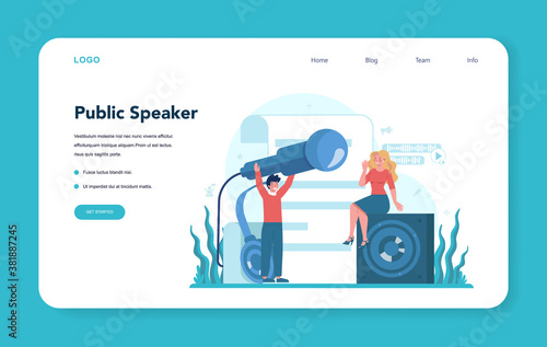 Rhetoric or elocution specialist web banner or landing page.