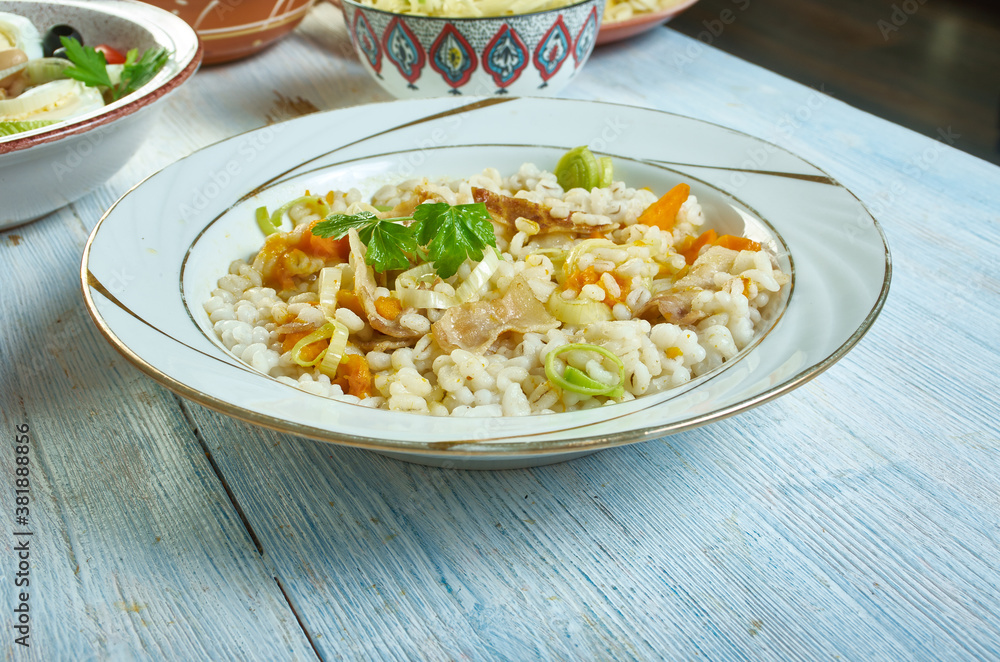 Pearl barley, bacon & leek casserole Pearl barley, bacon & leek casserole